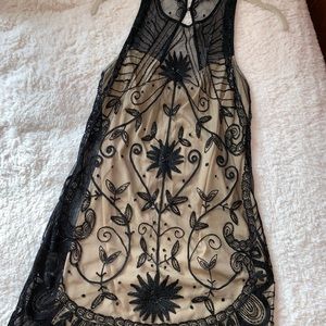 Abercrombie&Fitch nude dress- black beaded overlay